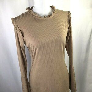 Hayden Los Angles Women's Large Long Sleeve Top Bell Sleeves Ruffle Accents Knit